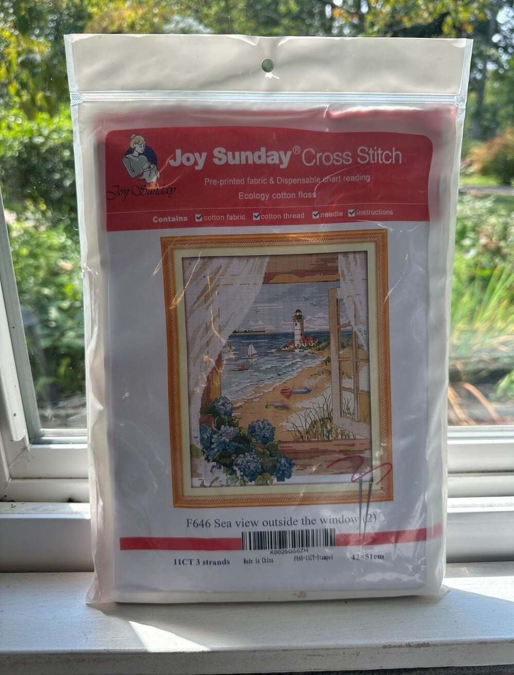 Vintage Cross Stitch Kit Joy Sunday F646 Sea View Outside the Window